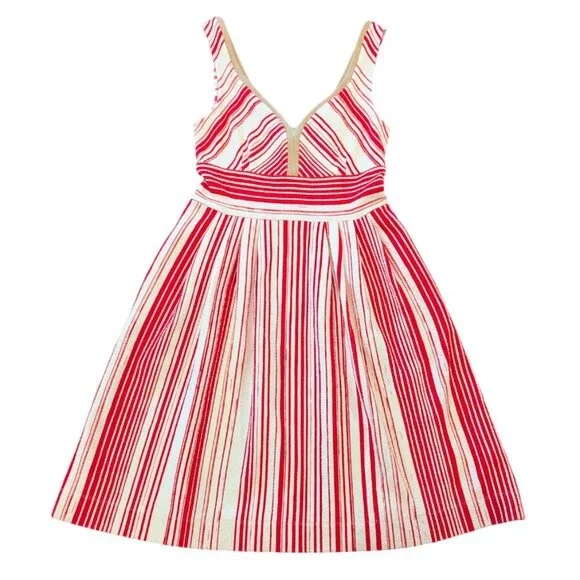 fitted lace wedding dress Archival Anthropologie Red & White Stripe 